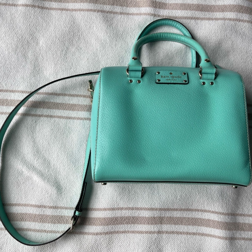 Kate Spade Alessa Wellesley Leather Satchel - Color: Robin's Egg Blue / Teal - Picture 2 of 16
